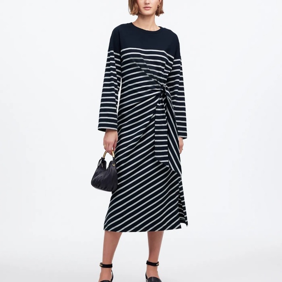 Madewell Side-Tie Knit Maxi Dress in‎ Stripe Size L - Picture 1 of 10
